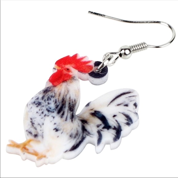 Rooster Chicken Farm Acrylic Earrings - Picture 4 of 6